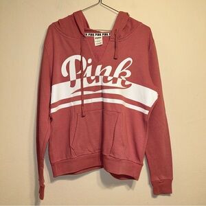 Victoria Secret Pink V-neck‎ Pullover Logo hoodie sweatshirt Pink Size L
